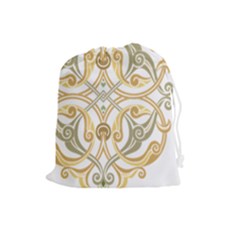 Arabesque Ornament Islamic Art Stencil Drawing Drawstring Pouch (large) by Wegoenart