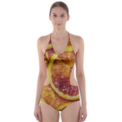 Blood Orange Fruit Citrus Fruits Cut-out One Piece Swimsuit by Wegoenart