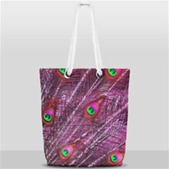 Peacock Feathers Color Plumage Full Print Rope Handle Tote (small) by Wegoenart