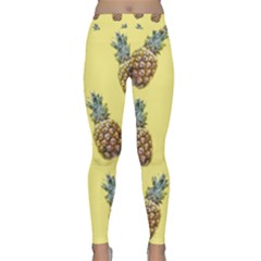 Pineapples Fruit Pattern Texture Classic Yoga Leggings by Simbadda