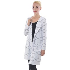Honeycomb Pattern Black And White Hooded Pocket Cardigan by picsaspassion