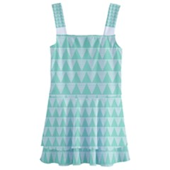 Mint Triangle Shape Pattern Kids  Layered Skirt Swimsuit by picsaspassion