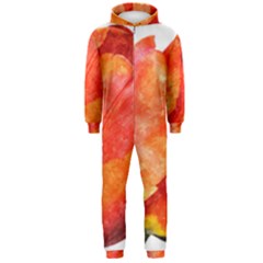 Red Tulip And Black Stripes Hooded Jumpsuit (men)  by picsaspassion