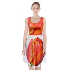 Red Tulip, Watercolor Art Racerback Midi Dress by picsaspassion