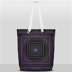 Fractal Square Modern Purple Full Print Rope Handle Tote (small) by Wegoenart