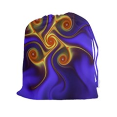 Fractal Neon Blue Bright Fantasy Drawstring Pouch (xxl) by Wegoenart