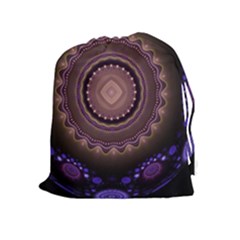 Fractal Neon Blue Energy Fantasy Drawstring Pouch (xl) by Wegoenart