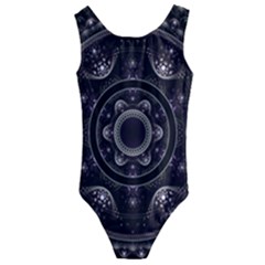 Fractal Mandala Circles Purple Kids  Cut-out Back One Piece Swimsuit by Wegoenart