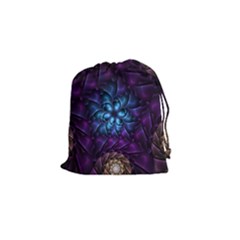 Geometry Fractal Colorful Geometric Drawstring Pouch (small) by Wegoenart
