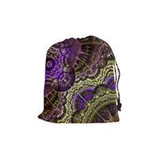 Abstract Fractal Art Design Drawstring Pouch (medium) by Wegoenart