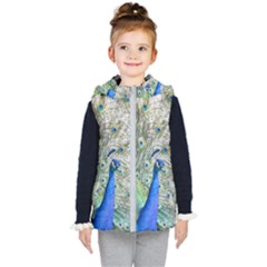 Peacock Bird Colorful Plumage Kid s Hooded Puffer Vest by Wegoenart