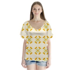 Abstract Art Background Colorful V-neck Flutter Sleeve Top by Wegoenart