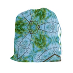 Forest Kaleidoscope Pattern Drawstring Pouch (xxl) by Wegoenart