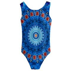 Rose Kaleidoscope Art Pattern Kids  Cut-out Back One Piece Swimsuit by Wegoenart