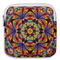Flowers Kaleidoscope Art Pattern Mini Square Pouch by Wegoenart