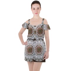 Dome Glass Architecture Glass Dome Ruffle Cut Out Chiffon Playsuit by Wegoenart