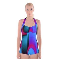 Abstract Art Abstract Background Boyleg Halter Swimsuit  by Wegoenart