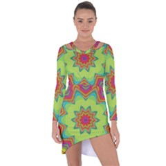 Abstract Art Abstract Background Green Asymmetric Cut-out Shift Dress by Wegoenart