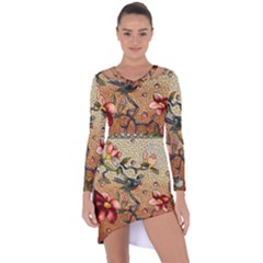 Flower Cubism Mosaic Vintage Asymmetric Cut-out Shift Dress by Wegoenart