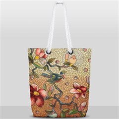 Flower Cubism Mosaic Vintage Full Print Rope Handle Tote (small) by Wegoenart