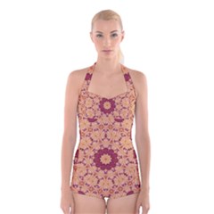 Abstract Art Abstract Background Boyleg Halter Swimsuit  by Wegoenart