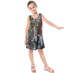 Christmas Cross Stitch Background Kids  Sleeveless Dress by Wegoenart