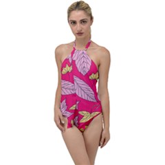 Autumn Dried Leaves Dry Nature Go With The Flow One Piece Swimsuit by Wegoenart