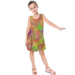 Easter Egg Colorful Texture Kids  Sleeveless Dress by Wegoenart