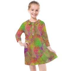 Easter Egg Colorful Texture Kids  Quarter Sleeve Shirt Dress by Wegoenart
