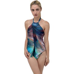 Background Art Abstract Watercolor Go With The Flow One Piece Swimsuit by Wegoenart