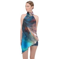 Background Art Abstract Watercolor Halter Asymmetric Satin Top by Wegoenart