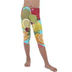 Fruit Picture Drawing Illustration Kids  Lightweight Velour Capri Leggings  by Wegoenart