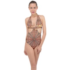 York Minster Chapter House Halter Front Plunge Swimsuit by Wegoenart