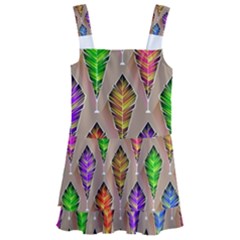Abstract Background Colorful Leaves Kids  Layered Skirt Swimsuit by Wegoenart