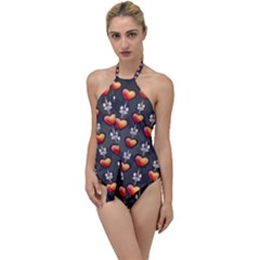 Love Heart Background Go With The Flow One Piece Swimsuit by Wegoenart