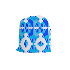 Blue Background Cubes Abstract Wallpapers Drawstring Pouch (medium) by Wegoenart