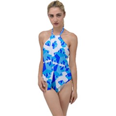 Blue Background Cubes Abstract Wallpapers Go With The Flow One Piece Swimsuit by Wegoenart