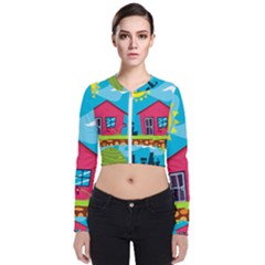 Kawaii Caricature Sun Nature City Zip Up Bomber Jacket by Wegoenart