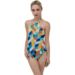 Geometric Retro Wallpaper Go With The Flow One Piece Swimsuit by Wegoenart