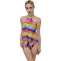 Art Background Abstract Go with the Flow One Piece Swimsuit View1