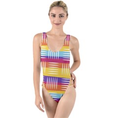 Art Background Abstract High Leg Strappy Swimsuit by Wegoenart