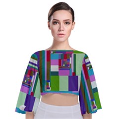 Fractal Gradient Colorful Infinity Art Tie Back Butterfly Sleeve Chiffon Top by Wegoenart