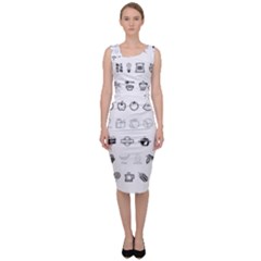 Vegan Vegetarian Icons Food Eat Sleeveless Pencil Dress by Wegoenart