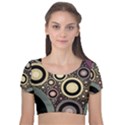 Art Retro Design Vintage Velvet Short Sleeve Crop Top  View1