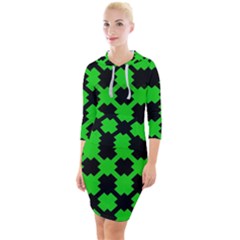 Art Modern Design Contemporary Quarter Sleeve Hood Bodycon Dress by Wegoenart