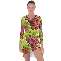 Grape Harvest Nature Figure Rustic Asymmetric Cut-out Shift Dress by Wegoenart