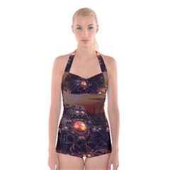 Fractal Mandelbulb 3d Action Boyleg Halter Swimsuit  by Wegoenart