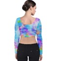 Background Drips Fluid Colorful Velvet Long Sleeve Crop Top View2