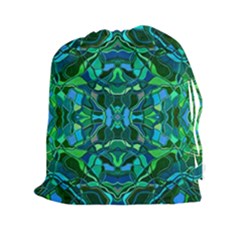 Abstract #8   I   Blues & Greens 6000 Drawstring Pouch (xxl) by KesaliSkyeArt