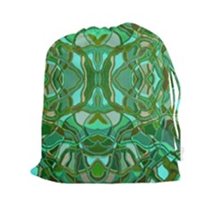 Abstract #8   Aqua Jungle 6000 Drawstring Pouch (xxl) by KesaliSkyeArt